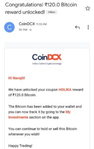 CoinDCX HOLIKA Coupon Credit