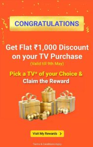 Flipkart 1000 off tap and win television tvs