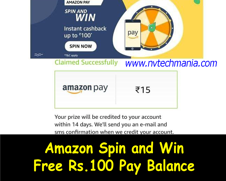 Amazon Spin and Win Get upto Rs.100 Free Balance