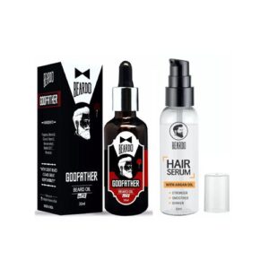Beardo Godfather Lite Beard & Mustache Oil - 30ml & Beardo Hair Serum With Argan Oil - 50ml Combo