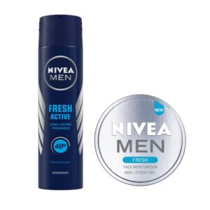 NIVEA MEN Deodorant, Fresh Active, 150 ml and NIVEA MEN Fresh Face Moisturizer Gel, 75 ml