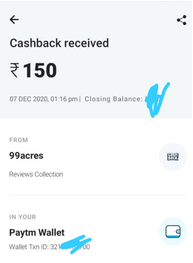 Cashback Credit from 99acres
