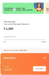 FreeCharge Pay Later Credit Score