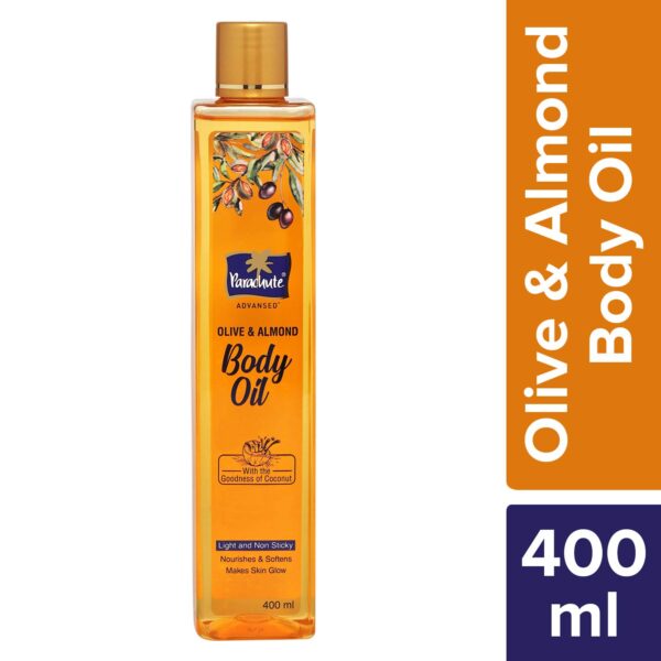 Parachute Advansed Olive & Almond Body Oil, For Nourished Glowing Skin, 400 ml