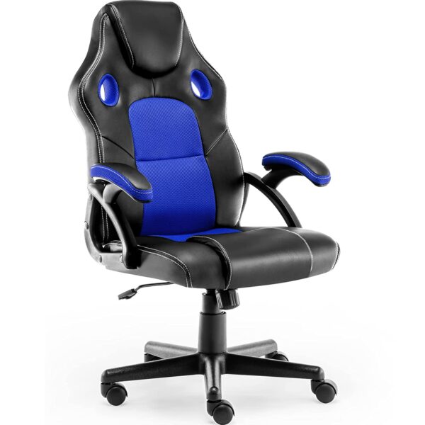Sunon Gaming Chair, High Back Computer Chair with Headrest and Lumbar Support, Adjustable Height Faux Leather Ergonomic Office Chair with 360°-Swivel Seat and Headrest for Office or Gaming