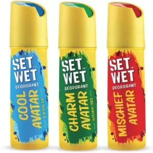 SET WET Cool, Charm and Mischief Avatar Deodorant Spray - For Men (450 ml, Pack of 3)