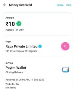 Sparks App Payment Proof