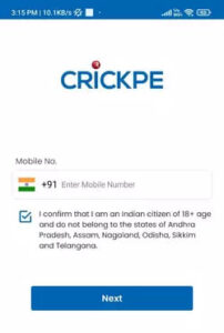 CrickPe App Mobile Number