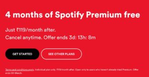 spotify membership offer 8 march