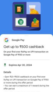 Google Pay Rupay CC Cashback Offer